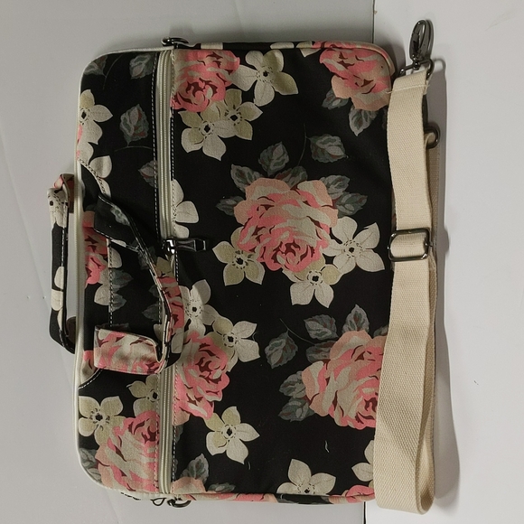 Floral canvas laptop bag - Picture 1 of 7